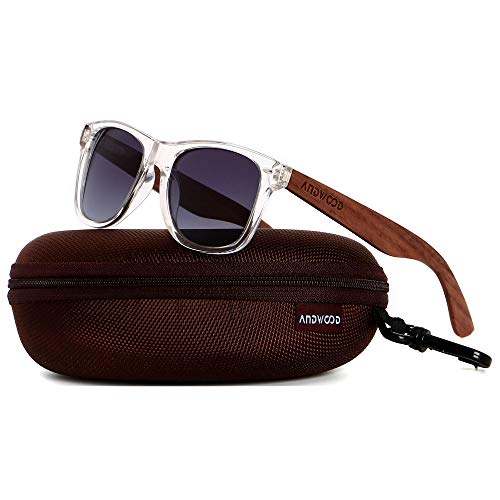 ANDWOOD Gafas De Sol De Madera Polarizadas Mujer Hombres Protección Contra Rayos Ultravioleta Marco De Bambú