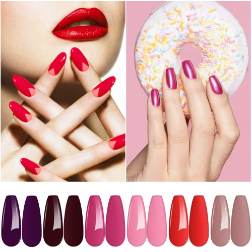 Anicco Esmalte Semipermanente UV LED, 9pcs Kit de Pintauñas Gel Semipermanentes 6 Colores de Otoño Invierno Larga Duración con Base, Glossy y Matte Top Coat, Esmaltes de Uñas