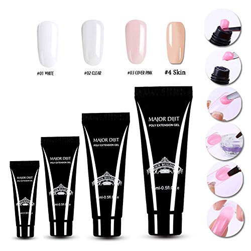 Anself 15ml Nail Gel de Construcción Rápida Gel UV Espátula Extensión del cepillo Puntas falsas Set