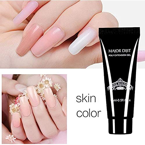 Anself 15ml Nail Gel de Construcción Rápida Gel UV Espátula Extensión del cepillo Puntas falsas Set