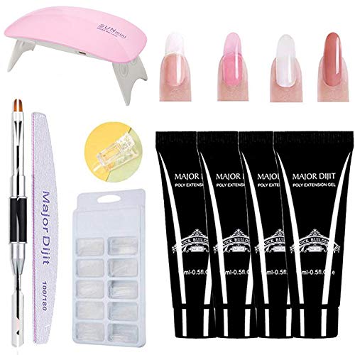 Anself 15ml Nail Gel de Construcción Rápida Gel UV Espátula Extensión del cepillo Puntas falsas Set