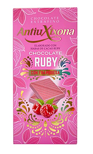 Antiu Xixona Premium - Chocolate Ruby con Frambuesa, 100 Gramos