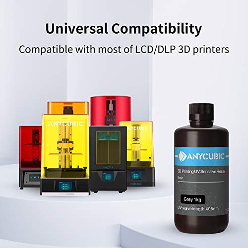 ANYCUBIC Resina 3D Gris 1000g, Impresora 3D UV 405nm Resina Fotopolímero Rápida para LCD Impresion 3D