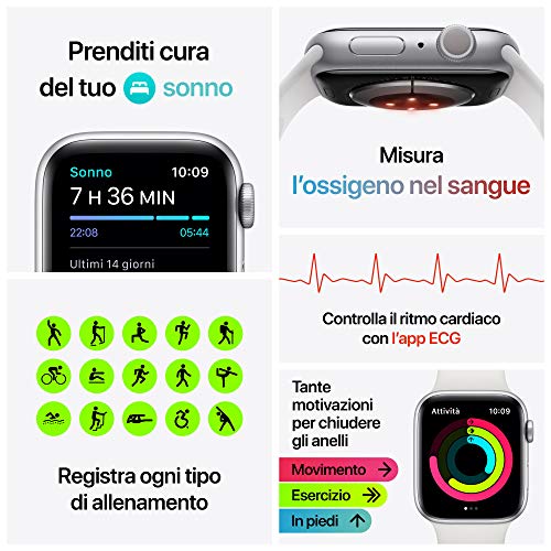 Apple Watch Series 6 (GPS, 44 mm) Caja de Aluminio en Plata - Correa Deportiva Blanca