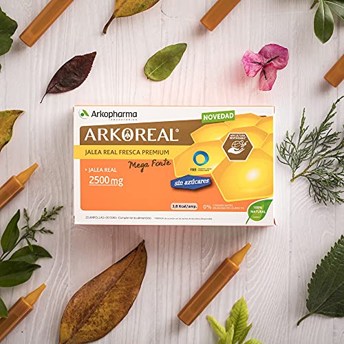 Arkopharma Arkoreal Jalea Real Premium 2500mg Sin Azúcar 20 Ampollas, Máxima Concentración En Jalea Real, Complemento Alimenticio