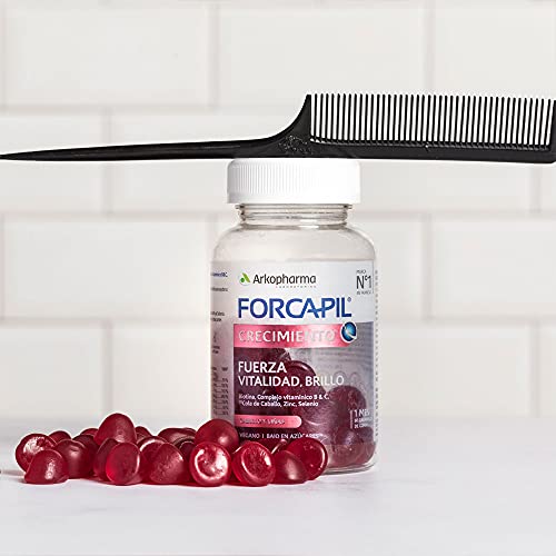 Arkopharma Forcapil Crecimiento, 60 Gummies, Caramelos de Goma Sabor Frutos Rojos, Fuerza, Vitalidad Y Brillo, Alta Concentración En Biotina, Vitamina B Y C, Complemento Alimenticio