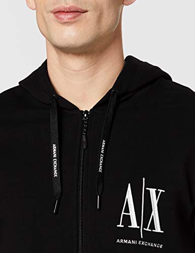 Armani Exchange Icon Hoodie Capucha, Negro (Black 1200), XX-Large para Hombre