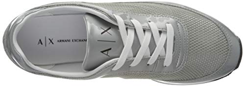 Armani Exchange Platform Sneakers, Zapatillas, Plateado (Silver 00077), 35 EU