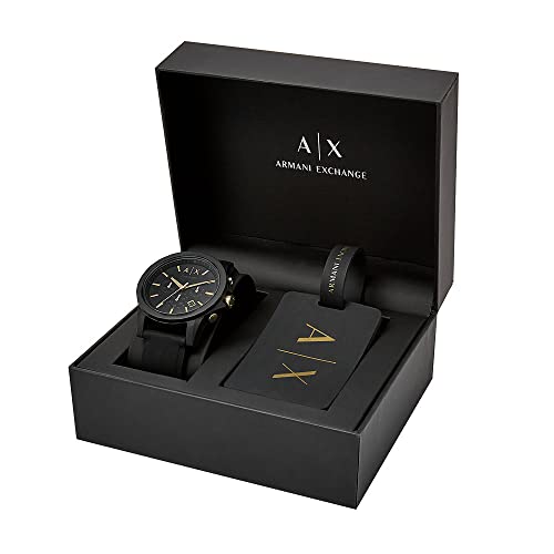 Armani Exchange Reloj Cronógrafo Armani Exchange para Hombre, Caja de 44 mm, Correa de Silicona, Negro