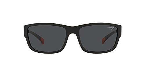 ARNETTE An4256 Bushwick Wrap Gafas de sol para hombre, Negro Mate/Gris Oscuro,