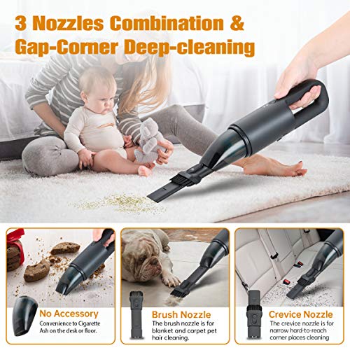 Aspiradora de Coches manejable vacío,Súper luz 560G Aspiradora de automóviles Clea de aspiradora portátil 7000PA, Pequeña aspiradora Recargable para la Oficina del hogar Cabello Animal vaccum Cleaner