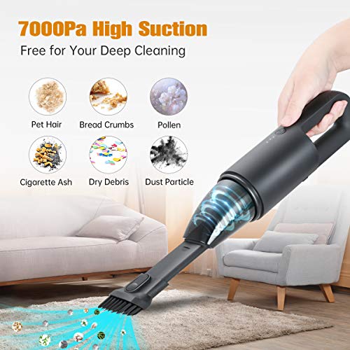 Aspiradora de Coches manejable vacío,Súper luz 560G Aspiradora de automóviles Clea de aspiradora portátil 7000PA, Pequeña aspiradora Recargable para la Oficina del hogar Cabello Animal vaccum Cleaner