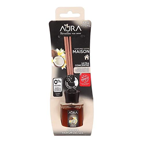 Aura Ambientador Difusor en Stick | Ambientador de Coco 0% Alcohol | 30 ml | 4 Semanas de duración