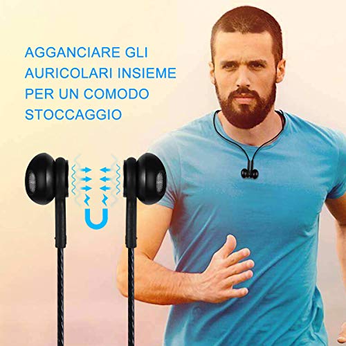 Auriculares, Auriculares magnéticos Deporte, Auriculares In-Ear con micrófono, Resistente al sudor, Aislamiento de ruido, Alta Definición, Bajos potentes, Para Samsung, LG, Xiaomi, Huawei etc