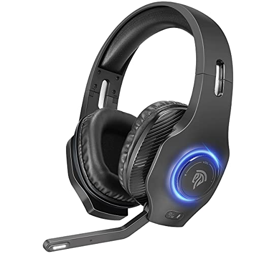 Auriculares Gaming Inalambricos PS4, PS5, EasySMX 2.4G Cascos Gaming Inalambricos 7.1 Sonidos Estéreo con 7.1 Soindos, Microfóno, RGB LED, y Control de Volumen para PS4, PS5, PC y Mac