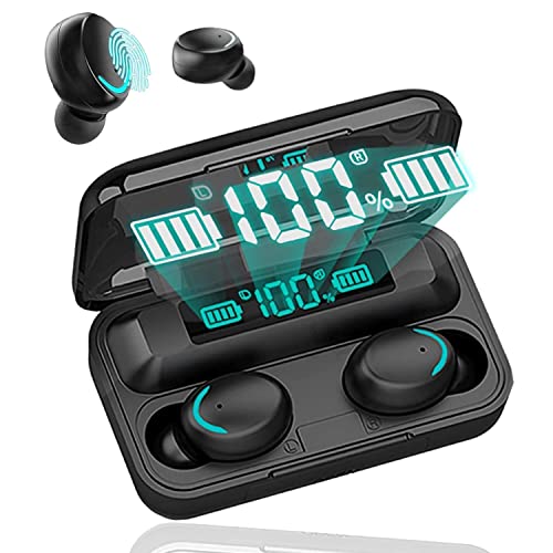 Auriculares Inalambricos Auriculares Bluetooth 5.1 con Micrófonos，Cascos Inalambricos IPX7 Impermeable Auriculares Inalambricos Deportivos con ENC Reducción de Ruido para Android e iOS (Negro)