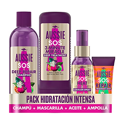 Aussie Champú Para El Cuidado Del Cabello 290 ml + Tratamiento Intensivo 225 ml, 1 x 220 g + Spray 100 ml, 1 x 100 g + Tratamiento Acondicionador Intensivo 25 ml