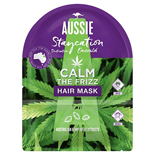 Aussie Staycation Mascarilla Capilar y Gorro Doma el Encrespamiento, Destino: Emerald con Extractos de Semilla de Cáñamo de Australia, 20 ml