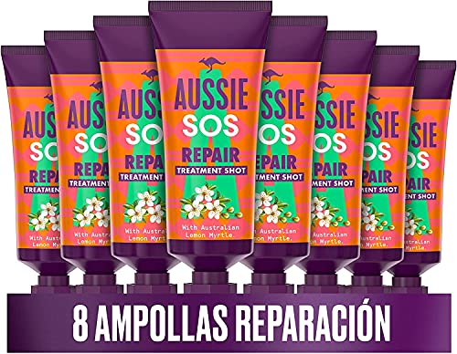 Aussie Tratamiento Acondicionador Intensivo Para El Cuidado Del Cabello SOS Repair Shot Para Pelo Dañado Y Débil 200 ml (8 x 25 ml)