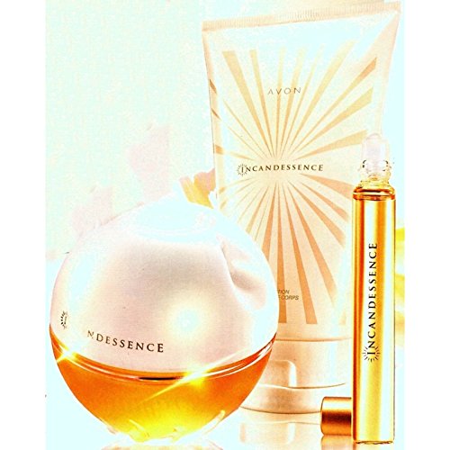 Avon Incandessence - Perfume perfumado en espray, 50 ml, loción corporal de 150 ml, mini rodillo de 9 ml, para mujer