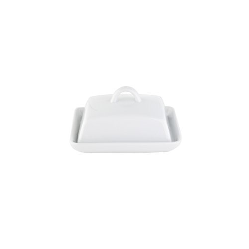 axentia 811175 Recipiente para conservar Mantequilla, Porcelana, Blanco, 16 x 13 x 8 cm