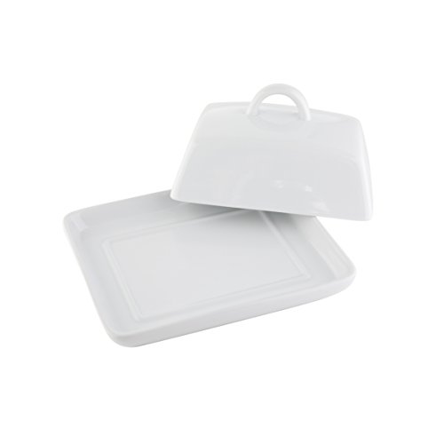 axentia 811175 Recipiente para conservar Mantequilla, Porcelana, Blanco, 16 x 13 x 8 cm