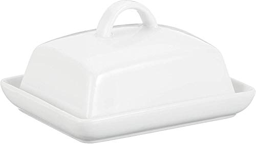 axentia 811175 Recipiente para conservar Mantequilla, Porcelana, Blanco, 16 x 13 x 8 cm