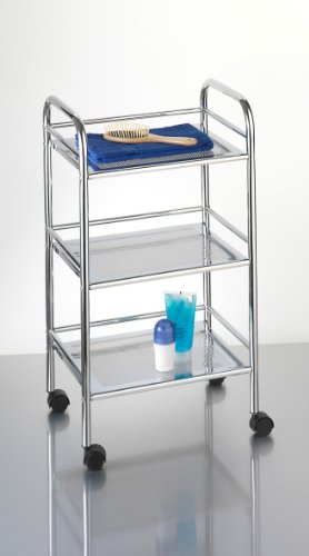 axentia Carrito Universal Multiusos con Ruedas y 3 Estantes, Metal, Plata, 76.80x32.80x6.10 cm