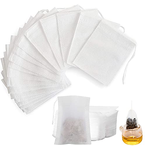 AYEUPZ 200 bolsas de té desechables con cordón, bolsas de té vacías para té, frutas, flores de té, especias y hierbas en polvo, 5 x 7 cm