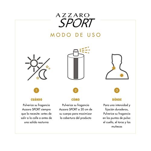 Azzaro Sport pour homme, Eau de Toilette de hombre de Azzaro, Fragancia Fresca Aromática, 100 ml vaporizador