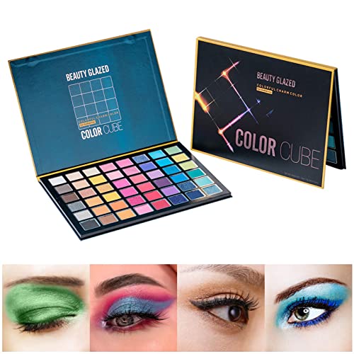 B/A Paleta de Sombras de Ojos de 48 Colores, Texturas Brillantes y Luminosas Mate, Sombra de Ojos arcoíris Impermeable de Larga duración para Maquillaje de Invierno Maquillaje Diario