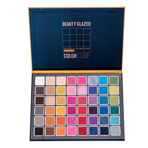 B/A Paleta de Sombras de Ojos de 48 Colores, Texturas Brillantes y Luminosas Mate, Sombra de Ojos arcoíris Impermeable de Larga duración para Maquillaje de Invierno Maquillaje Diario