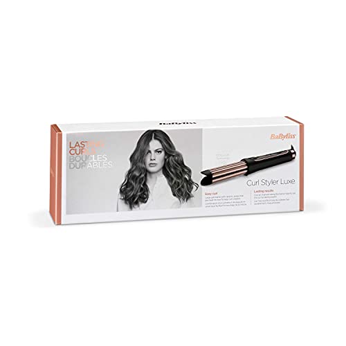 BaByliss C112E Rizador de pelo Curl Style Luxe, ondas duraderas, doble placa cerámica, 3 ajustes de temperatura, función aire frío fija el peinado