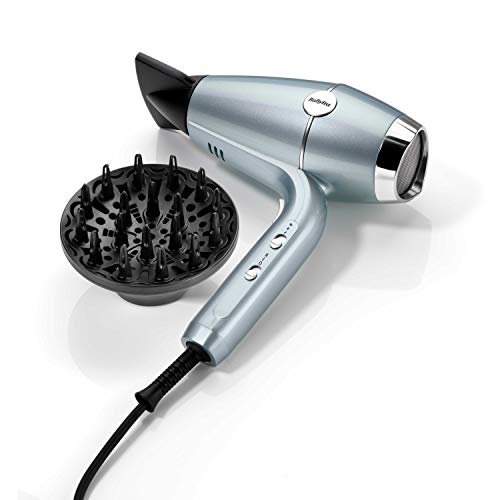 BaByliss D773DE Hydro Fusion Secador de pelo profesional Super Iónico, Brillo e Hidratación, Tecnología de Plasma, Difusor, Aire frío, Ligero y compacto, 3 temperaturas, 2 velocidades