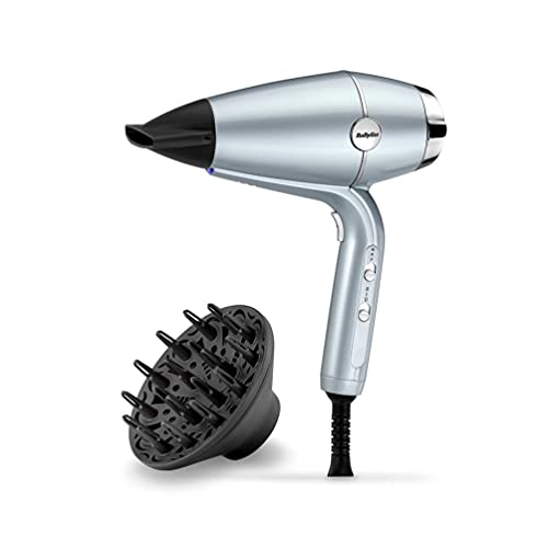 BaByliss D773DE Hydro Fusion Secador de pelo profesional Super Iónico, Brillo e Hidratación, Tecnología de Plasma, Difusor, Aire frío, Ligero y compacto, 3 temperaturas, 2 velocidades