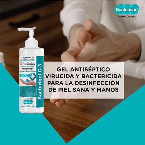 BACTERIGEL G-3 500ml, Gel de manos desinfectante autosecante, Antiséptico para la piel sana, Testado bajo control dermatológico y pediátrico