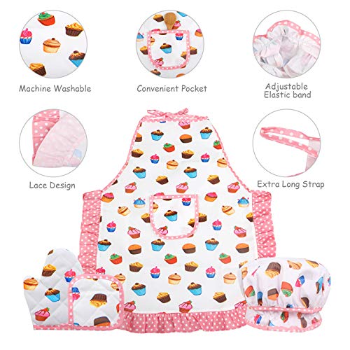 Ballery Chef Set Delantales para Niños, 30 Piezas Ropa de Chef Infantil con Accesorios Cocina Juguetes Juego de rol de Chef Regalo para Niños Niña Cocina Horneado