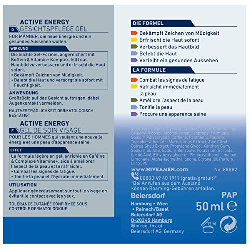 Bálsamo para después del afeitado Nivea Men Active Energy de 3 unidades (3 x 100 mililitros).