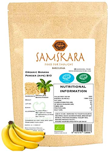 Banana en Polvo cultivo Ecologico BIO SAMSKARA Organic Banana Powder platano en polvo uso alimentacion y maquillaje