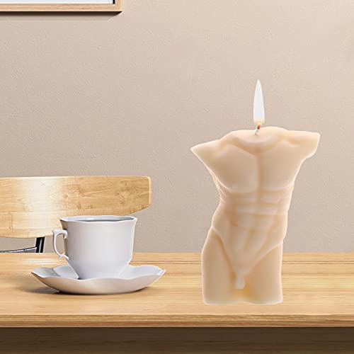 Baoblaze Cuerpo masculino desnudo 3D Vela de soja Busto de hombre moderno Aromaterapia Velas de cera perfumadas Relajación Sala de estar Hogar Fiesta de - Piel