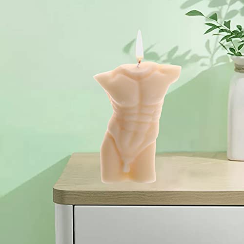 Baoblaze Cuerpo masculino desnudo 3D Vela de soja Busto de hombre moderno Aromaterapia Velas de cera perfumadas Relajación Sala de estar Hogar Fiesta de - Piel