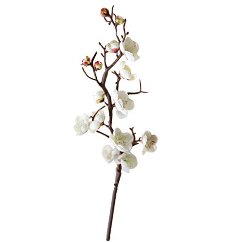 Baoblaze Flor de Cerezo Artificial Flor de Seda Ciruelo Rama Flores - Blanco