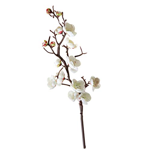 Baoblaze Flor de Cerezo Artificial Flor de Seda Ciruelo Rama Flores - Blanco