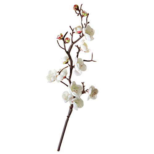 Baoblaze Flor de Cerezo Artificial Flor de Seda Ciruelo Rama Flores - Blanco