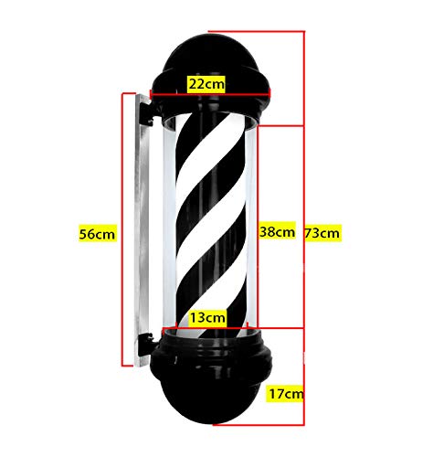 Barber Pole LED Blanco Negro Rotativo Rayas iluminadoras Luz impermeable Peluquería Tienda Letrero Lámpara montada en la pared