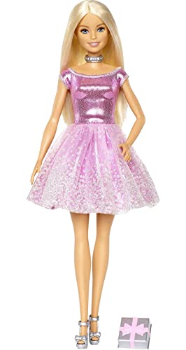 Barbie Muñeca rubia Feliz Cumpleaños con regalo (Mattel GDJ36) , color/modelo surtido