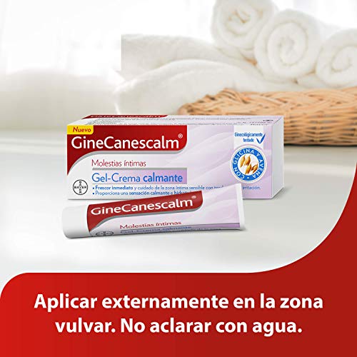 Bayer GineCanescalm Molestias Íntimas Gel-Crema Calmante, una Ayuda para Aliviar la Irritación Vulvar e Hidratar la Zona Íntima, Frescor Inmediato, Sensación Calmante, 15 g