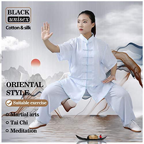 BBLAC 2KEY Artes Marciales Ropa | Unisex Traje para Tai Chi y Meditación | Tradicional Chino Uniforme Está Hecho (L,E)