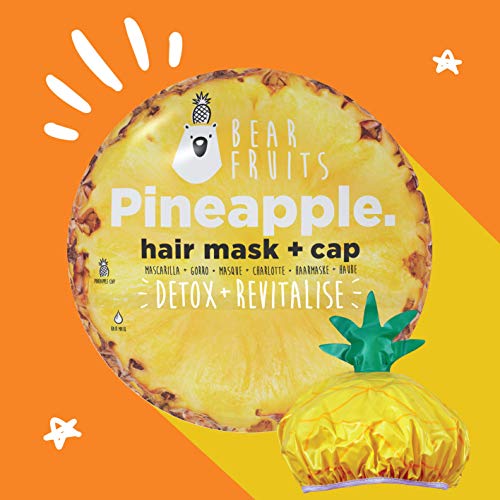 Bear Fruits, Piña, Detox & Revitaliza, Mascarilla Capilar + Gorro De Ducha, 20 ml