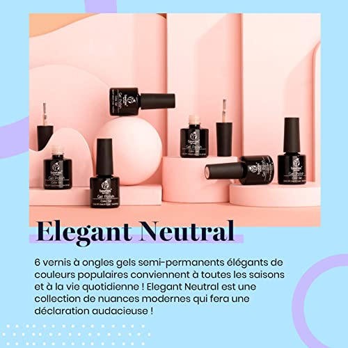 Beetles Esmaltes Semipermanentes de Uñas en Gel, Esmalte de Uñas en Gel de 6 Colores, Juego de 7.5ml, Lámpara UV/LED Seca, Kit de Bricolaje de Manicura Francesa Neutral, Regalo para Mujeres Hombres